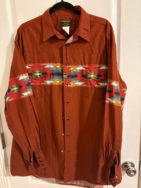 Rustler Wrangler Southwestern Print Western Shirt Snap Buttons